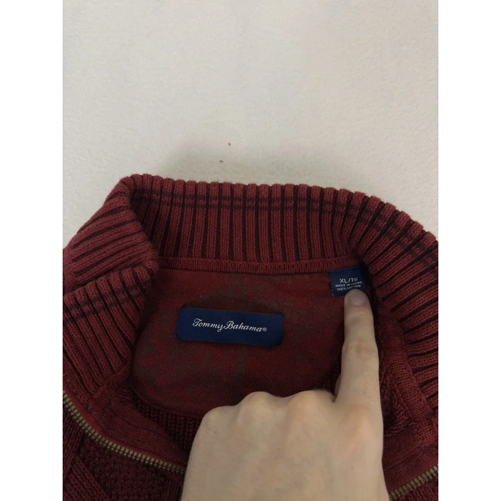 Tommy Bahama Desert Diamond 1/4 Zip Heavy Cable Knit Sweater‎ Blue Pullover XL